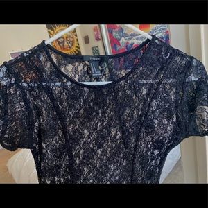 Black lace fitted top